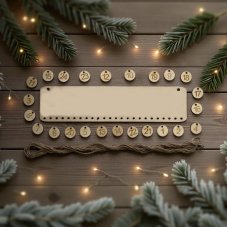 Dřevěný adventní kalendář – Santa ve vánočním vláčku