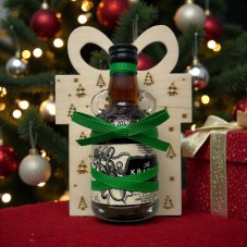 Vánoční dřevěný dárek s mini lahvičkou Kraken Rum