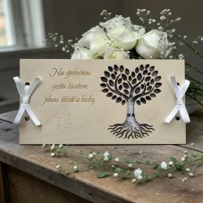 💍 Svatební dřevěná obálka na peníze – Strom života