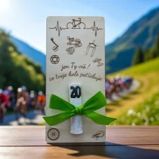Dřevěná obálka na peníze „Jen ty víš, co tvoje kolo potřebuje“ – cyklistický motiv