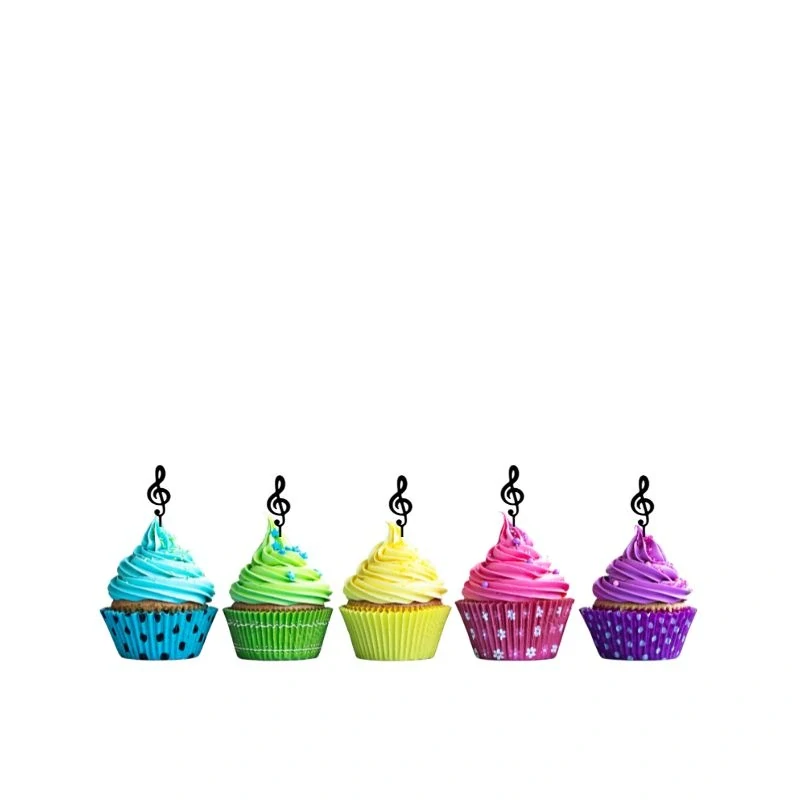 Mini zápich Houslový klíč – dekorace na muffiny, dorty a dezerty (5 ks)