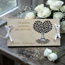 💍 Svatební dřevěná obálka na peníze – Strom života