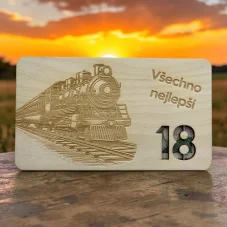 🚂 Dřevěná obálka na peníze – Lokomotiva
