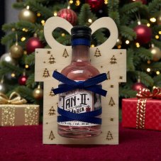Vánoční dřevěný dárek s mini lahvičkou Jan II. Pink Gin