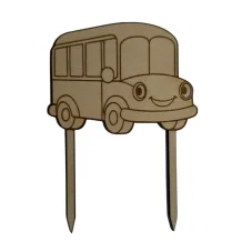Dřevěný zápich Autobus – dekorace na dort, do květin a kytic