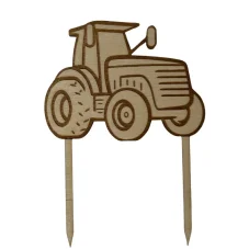 Dřevěný zápich Traktor – dekorace na dort, do květin a kytic