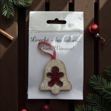 Dřevěná vánoční ozdoba Linecký zvonek s perníčkem