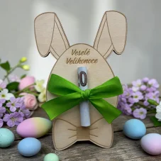 🐰 Velikonoční dřevěná obálka na peníze – zajíček „Veselé Velikonoce“