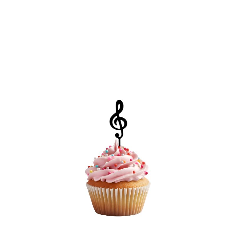 Mini zápich Houslový klíč – dekorace na muffiny, dorty a dezerty (5 ks)