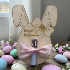 🐰 Velikonoční dřevěná obálka na peníze – zajíček s mašlí
