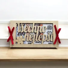 Dřevěná obálka na peníze „Všechno nejlepší“ s květinou